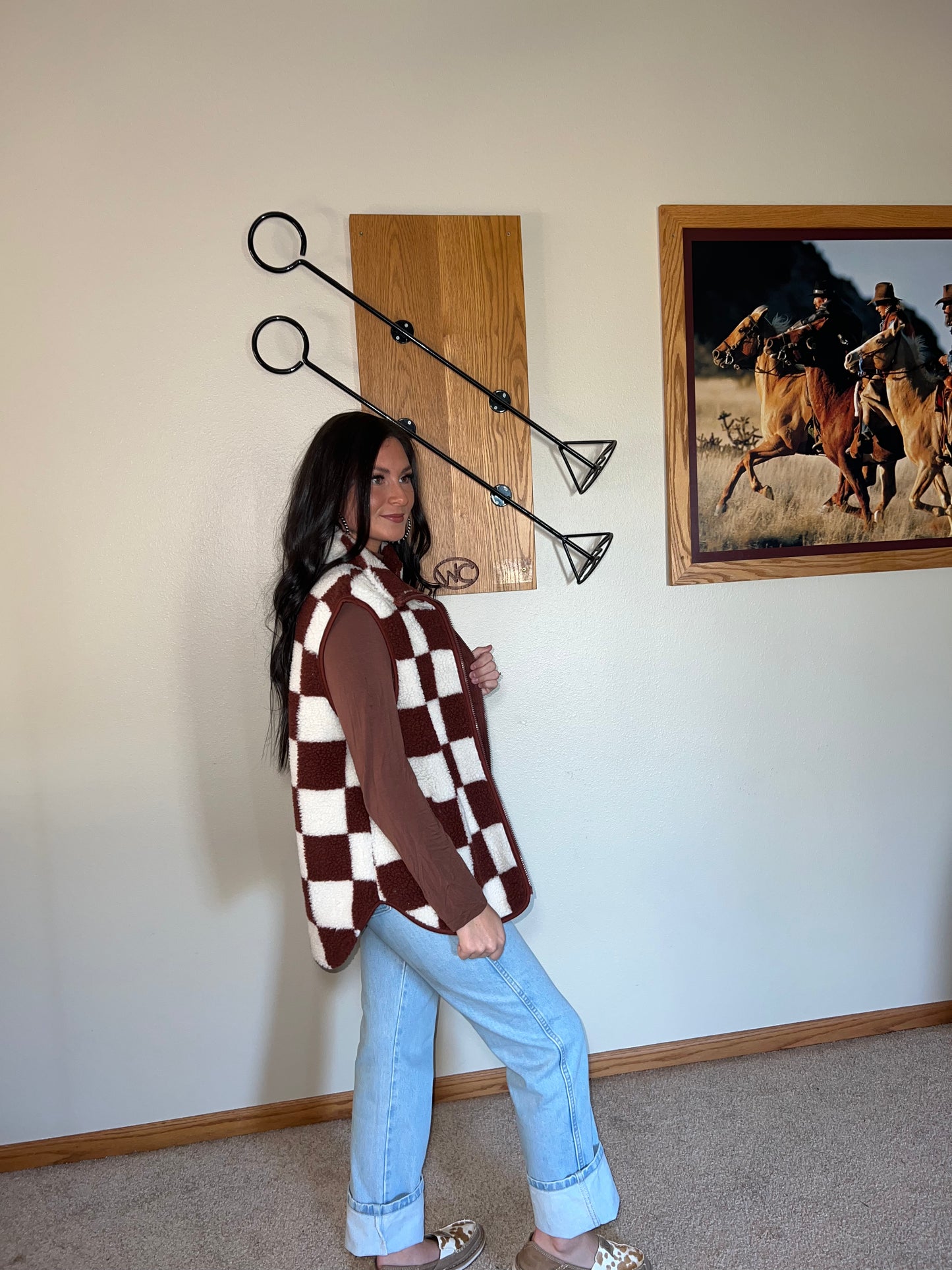Checkered Sherpa Vest