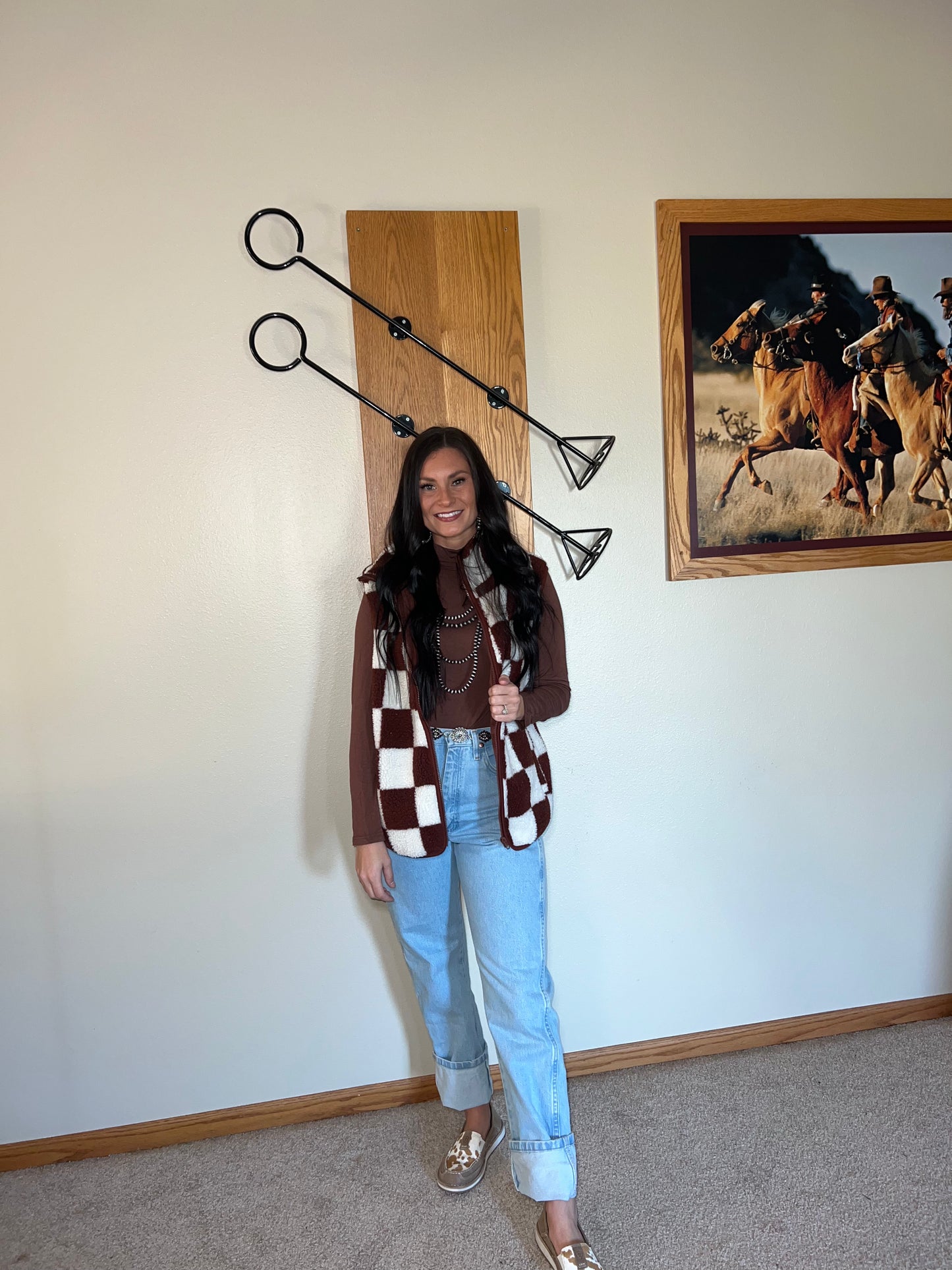 Checkered Sherpa Vest
