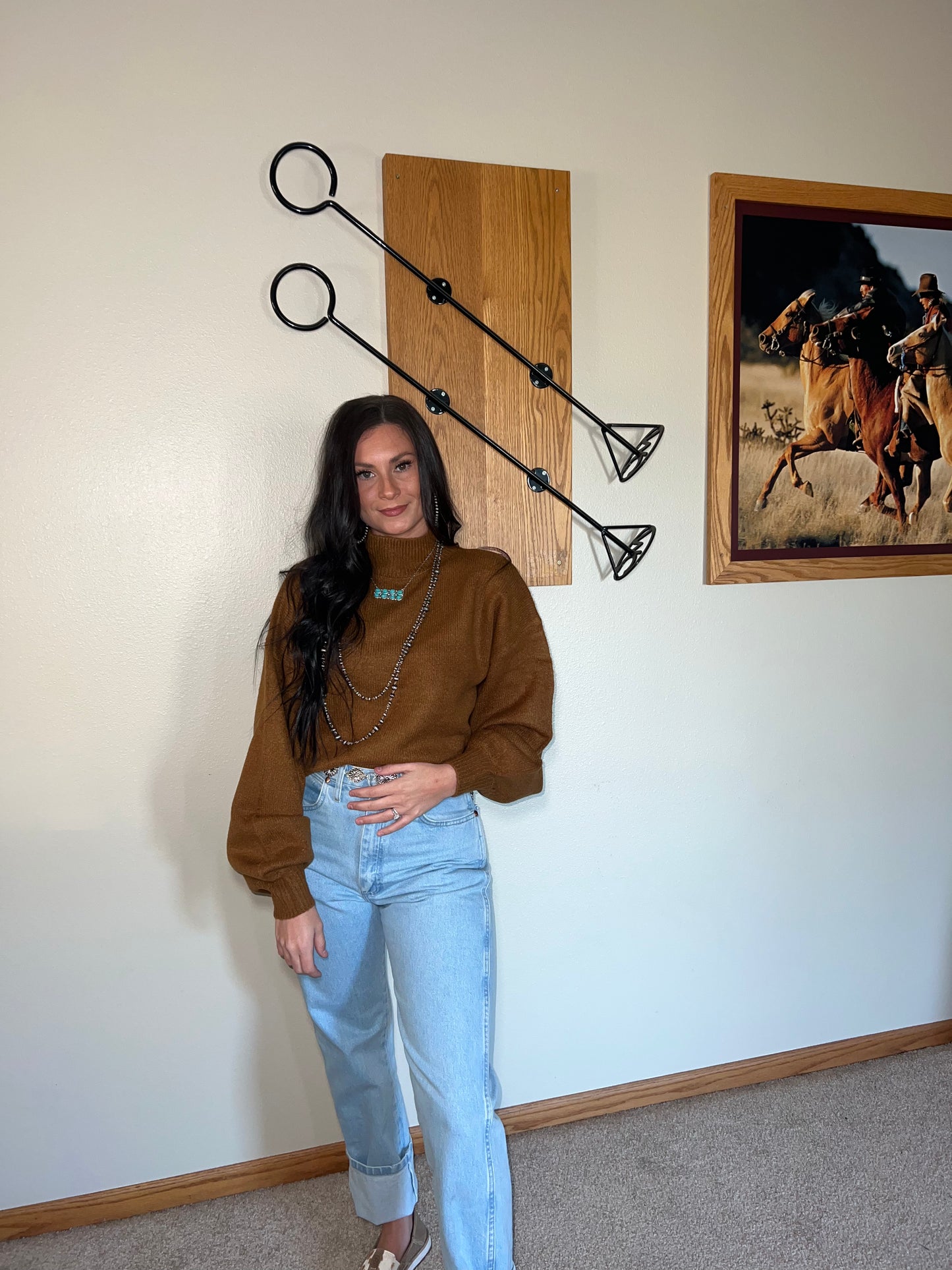Pale Brown Balloon Sleeve Sweater