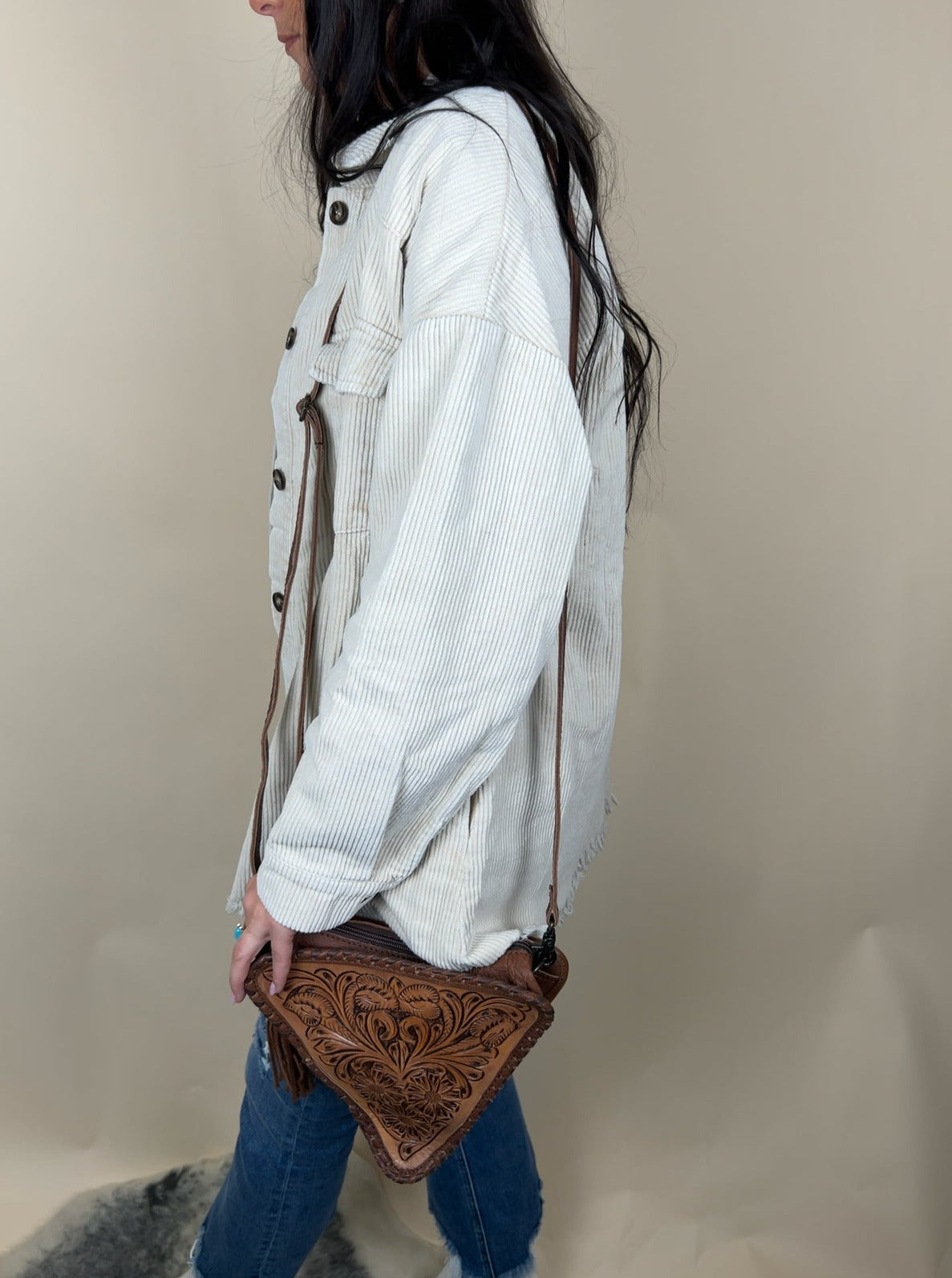 Tipsy Triangle Leather Tooled Purse
