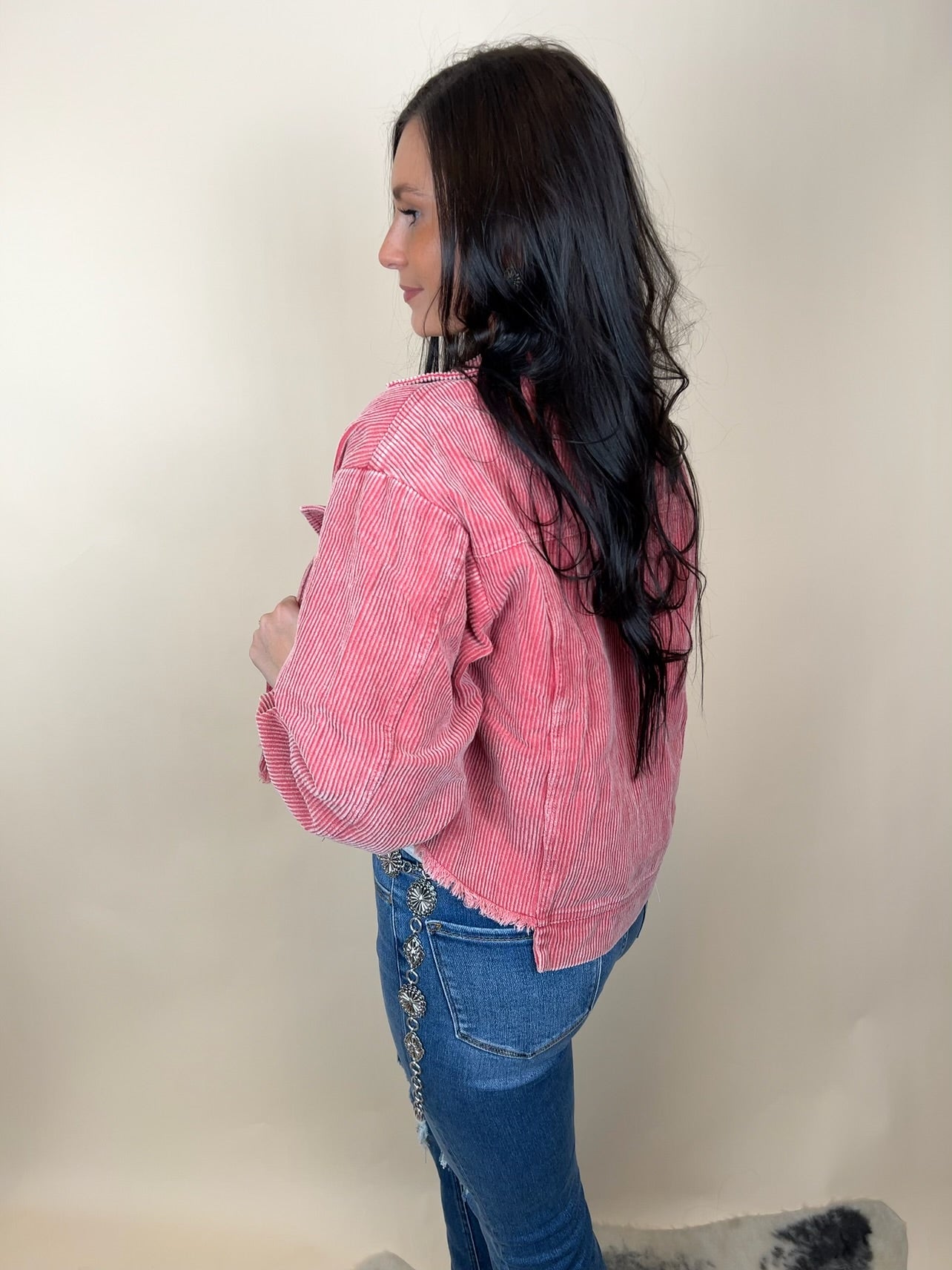 Vintage Brick Cropped Corduroy Jacket