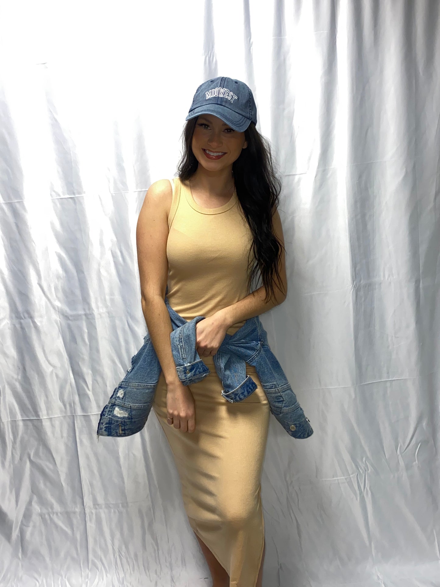 Sleeveless Midi Dress-Khaki