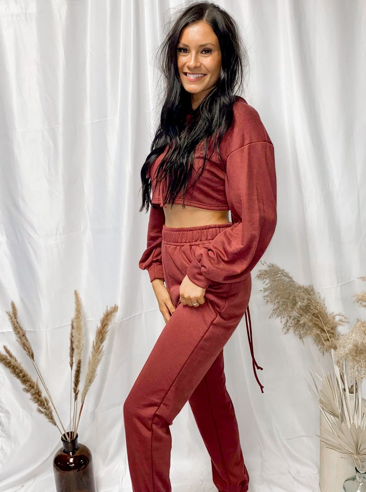 Ruby Long Sleeve Open Back Hoodie Jogger Set