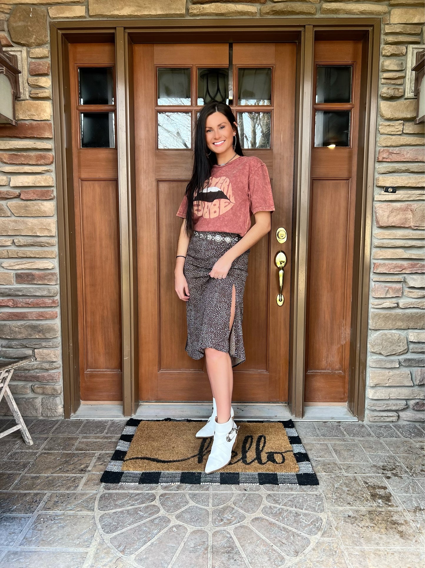Brown Jaine Midi Skirt