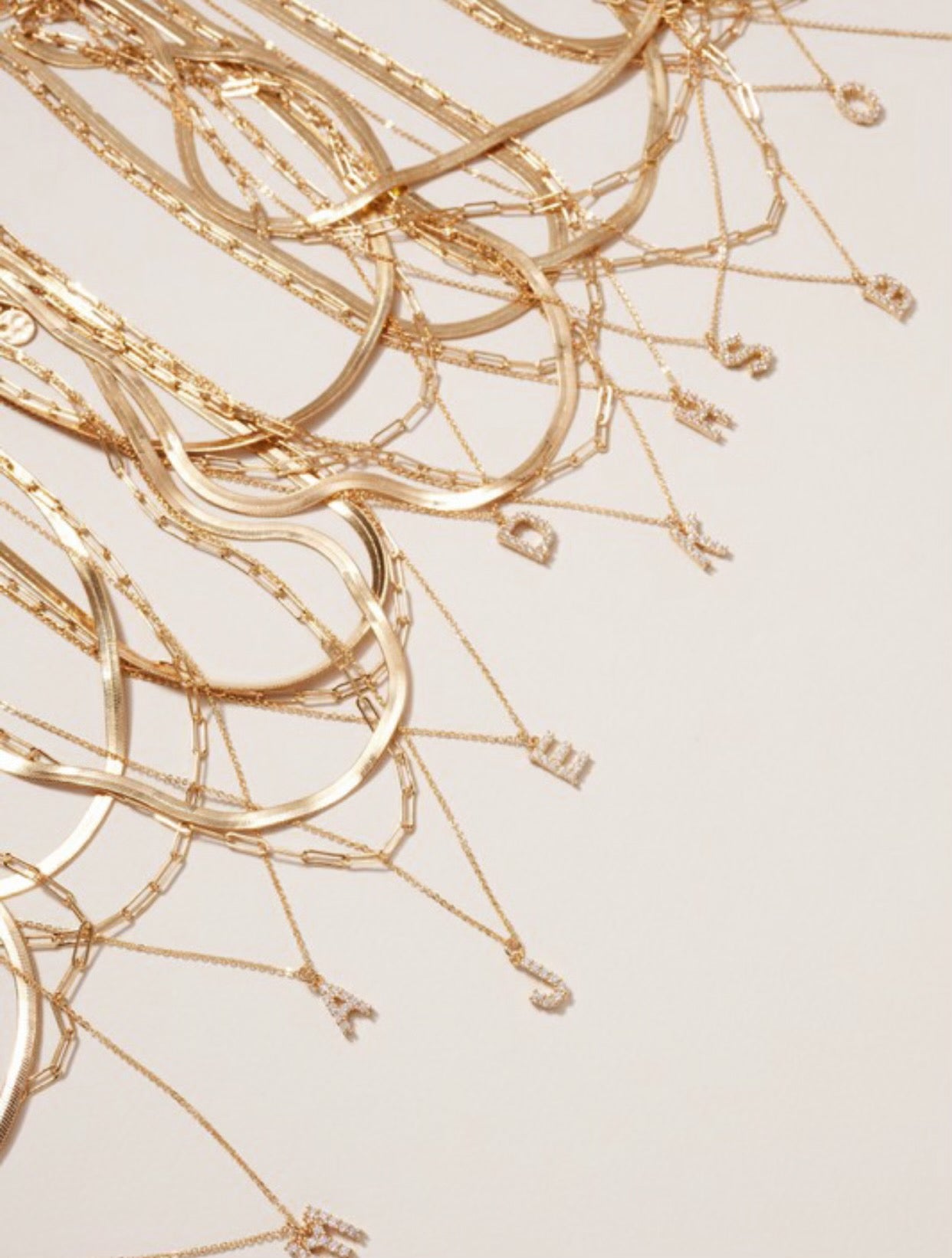 Initial Letter Charm Lariat Necklace-Gold