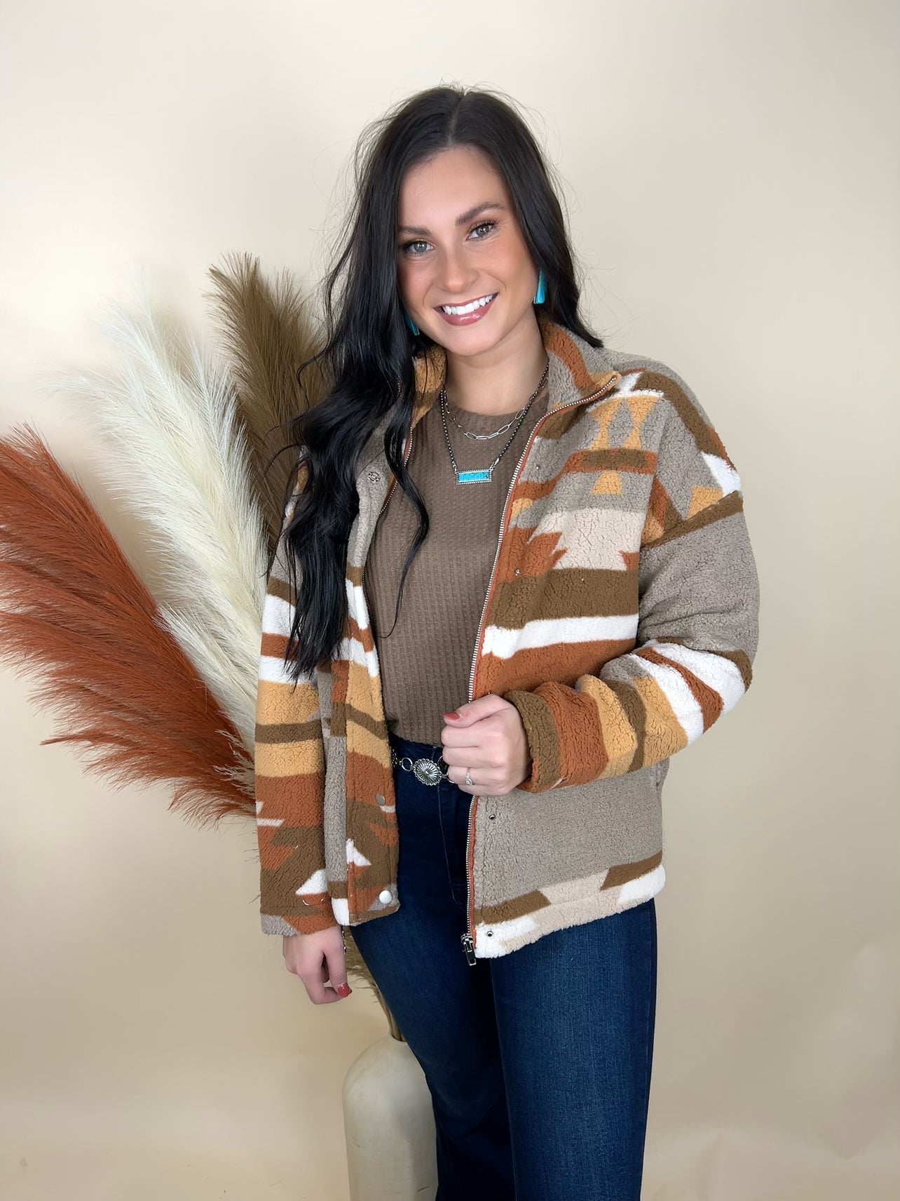 Sunrise Aztec Snap Up Jacket