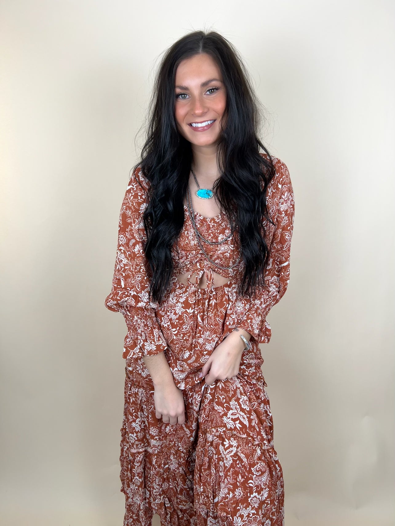 Ruche Ruffle Maxi Dress