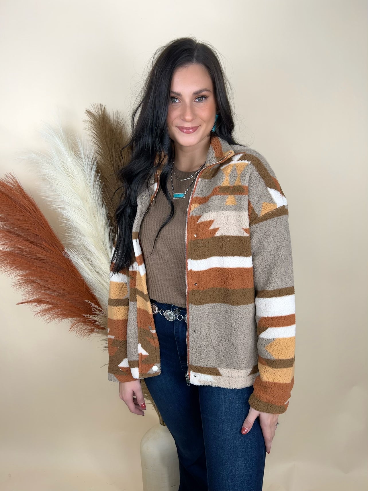 Sunrise Aztec Snap Up Jacket
