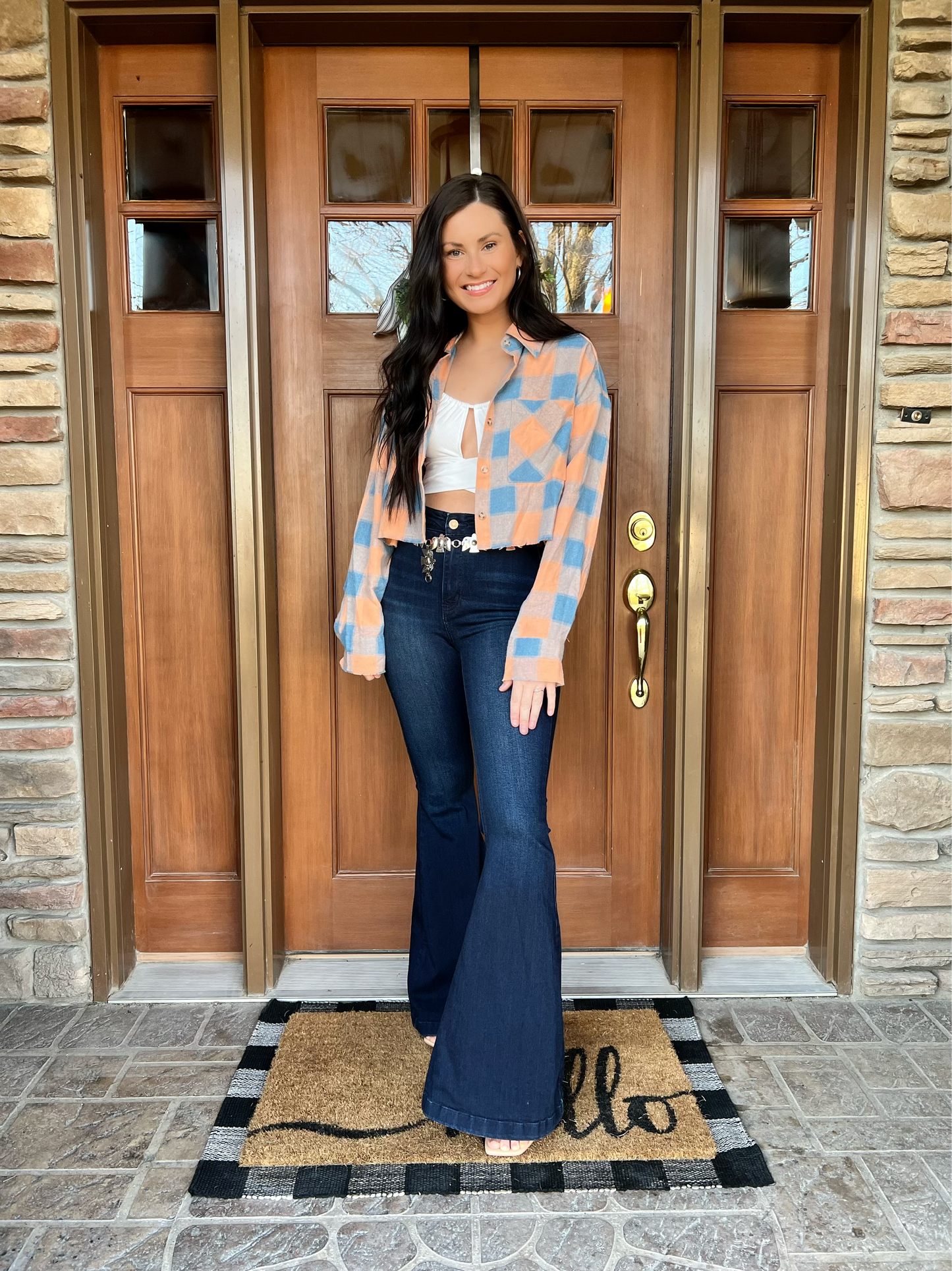 Coral Clover Cropped Shirt