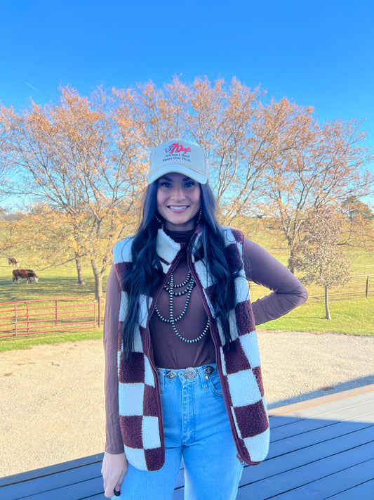 Checkered Sherpa Vest