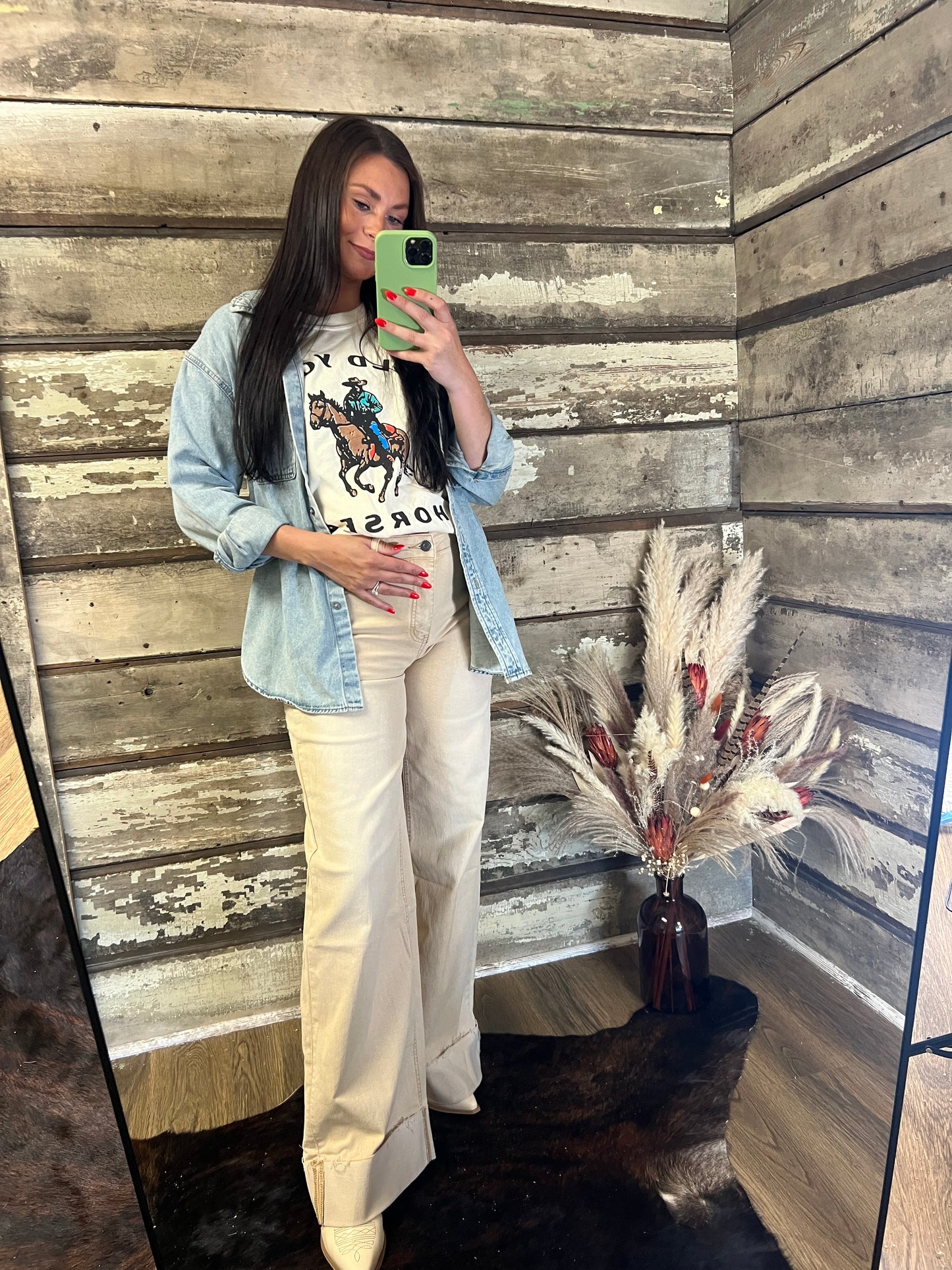 90s Cuffed High Waisted Denim- Vanilla