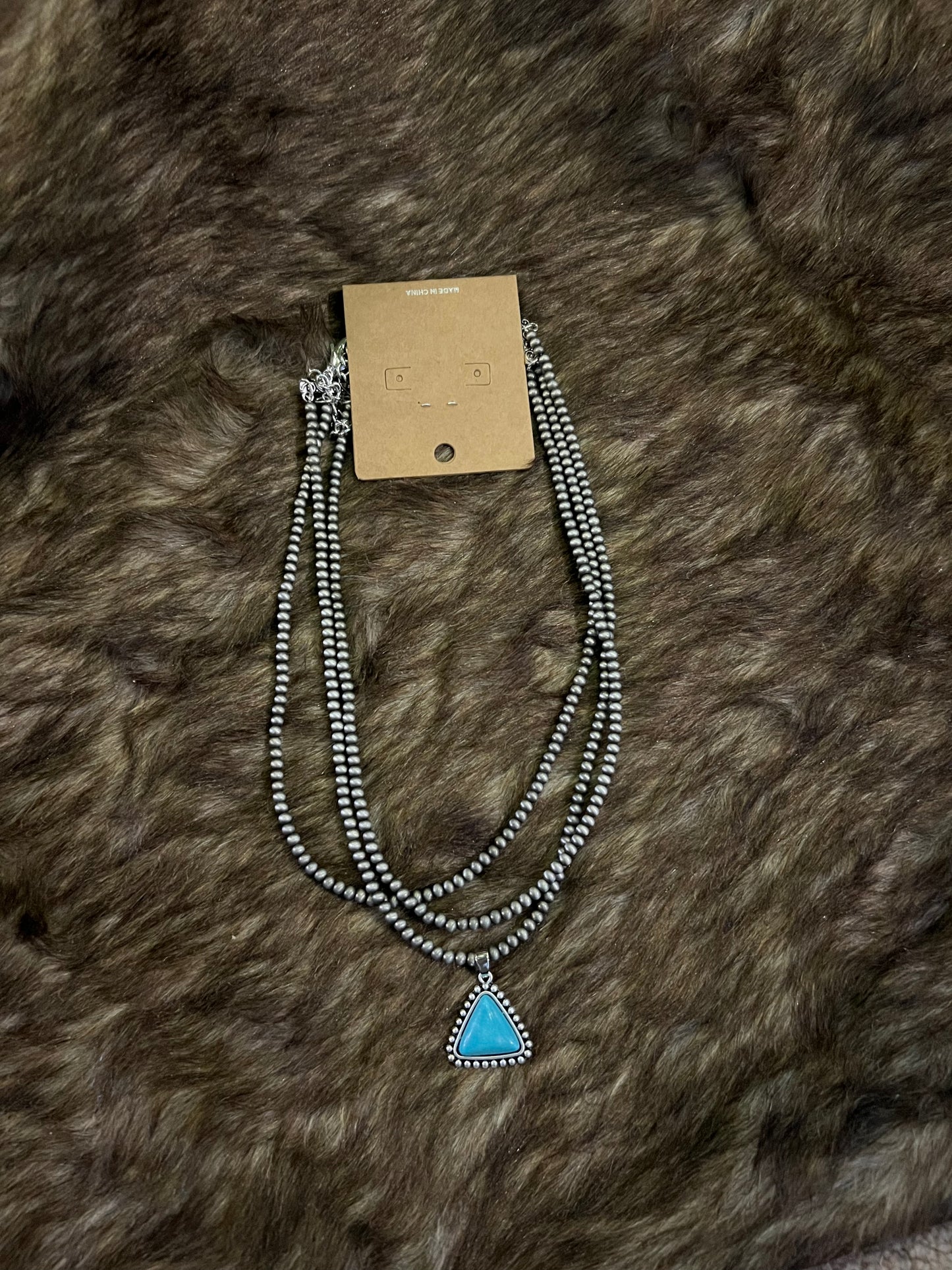 Three Strand Navajo Inspired Pearl Necklace