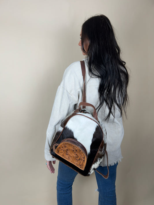 Cowhide Leather Tooled Backpack