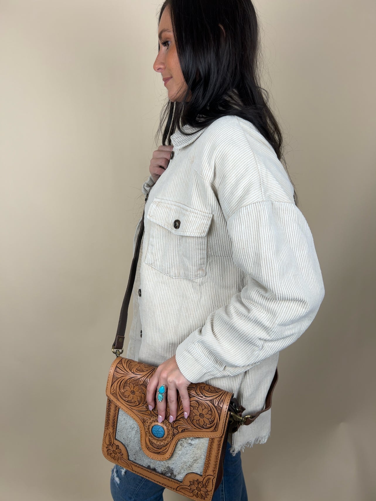 Hair-On Cowhide Shoulder Bag