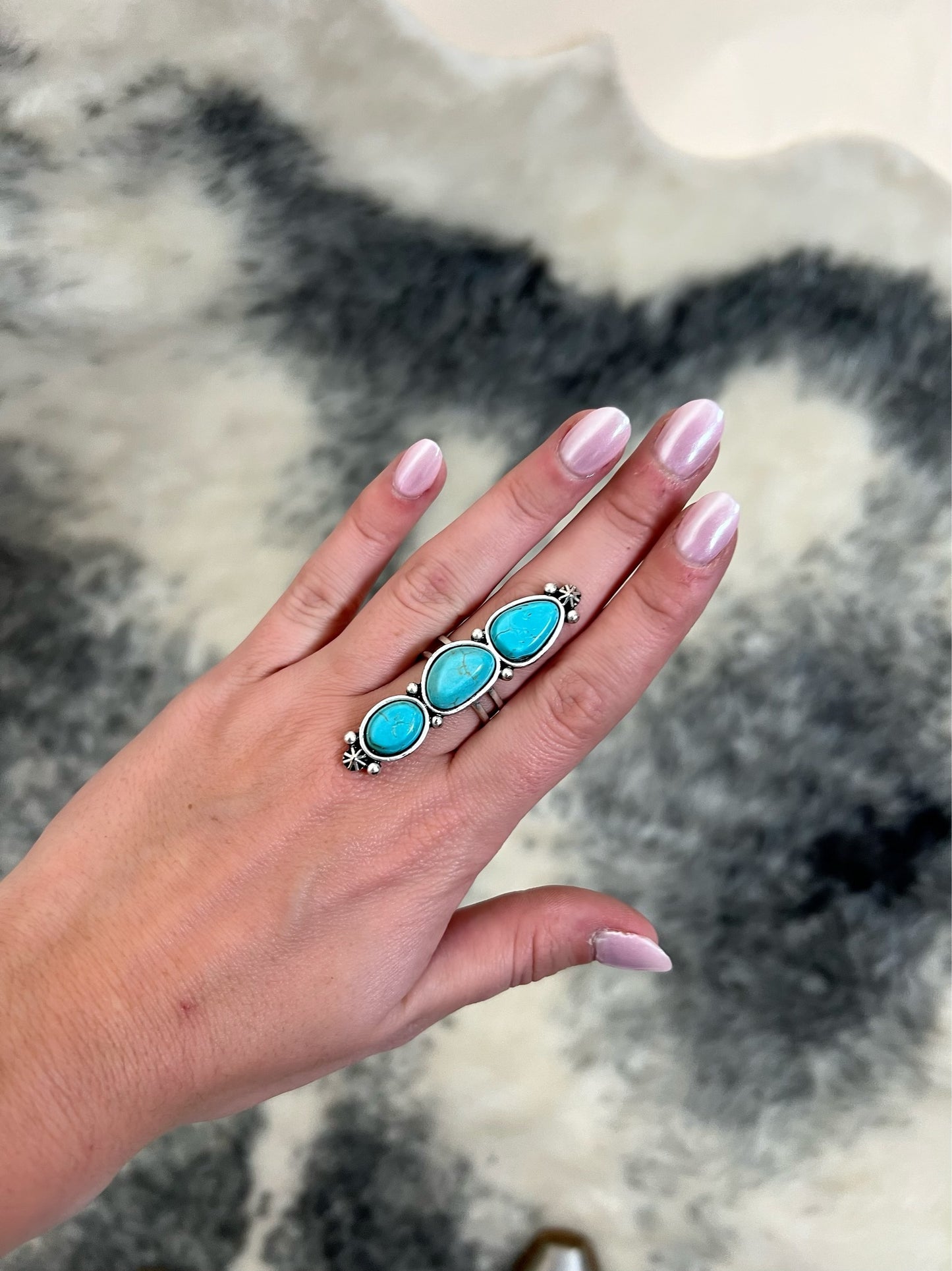 Triple Stone Turquoise Ring