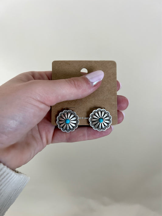 Turquoise Flower Post Earrings