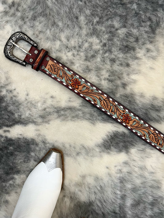Through the Flowers Tooled Belt-32”
