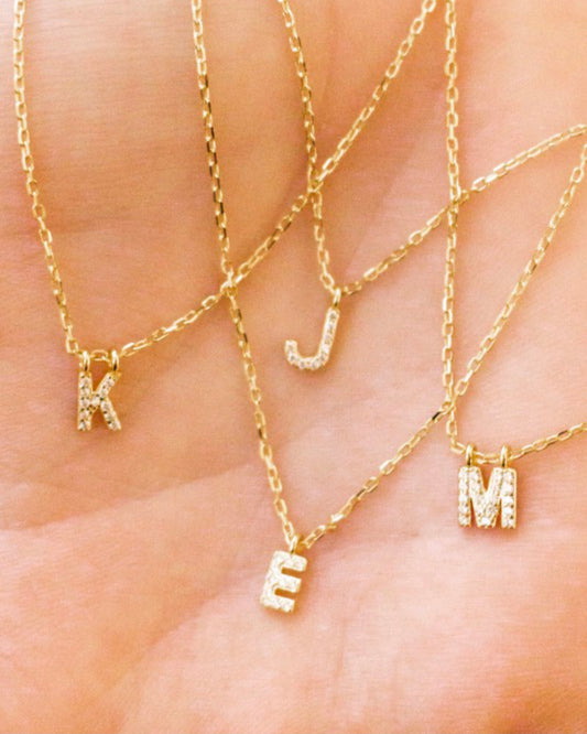 Mini Initial Pendant Necklace-Gold