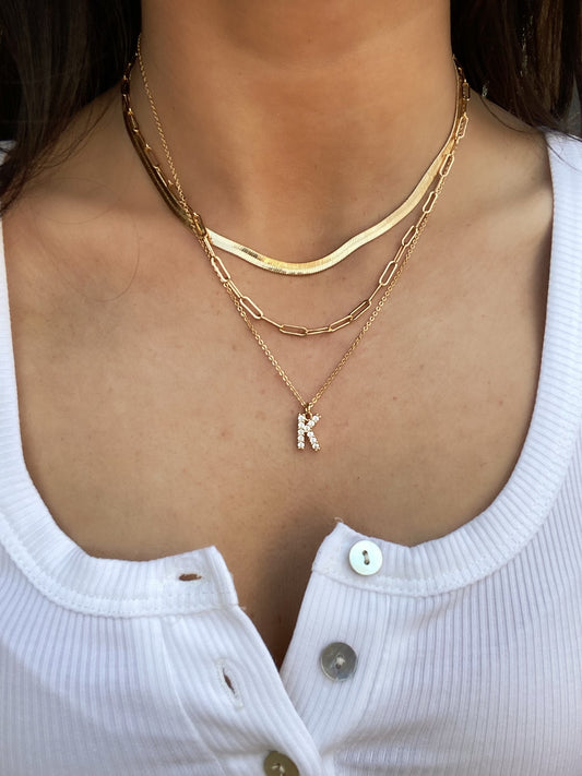 Initial Letter Charm Lariat Necklace-Gold