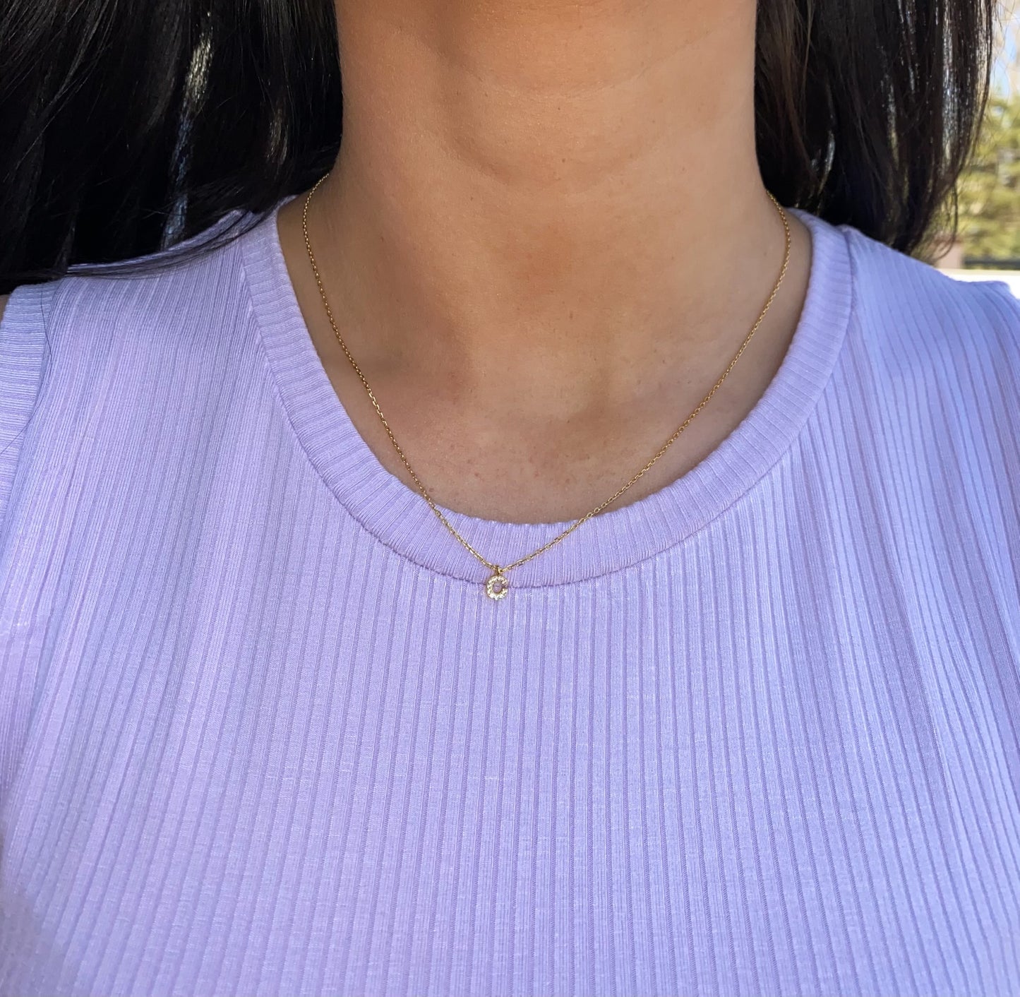 Mini Initial Pendant Necklace-Gold