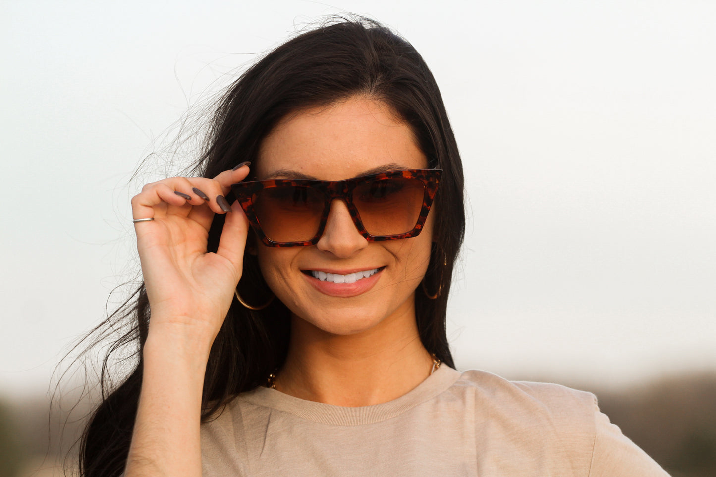 Square Cat Eye Sunglasses-Tortoise/Black/White