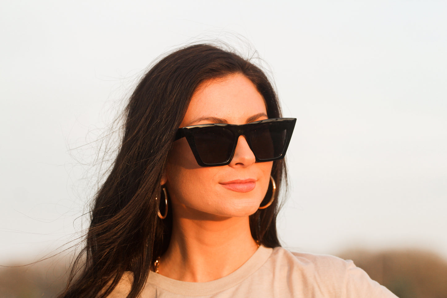 Square Cat Eye Sunglasses-Tortoise/Black/White