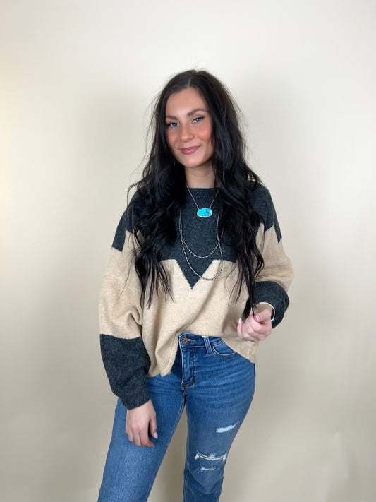 Geometric Color Block Sweater