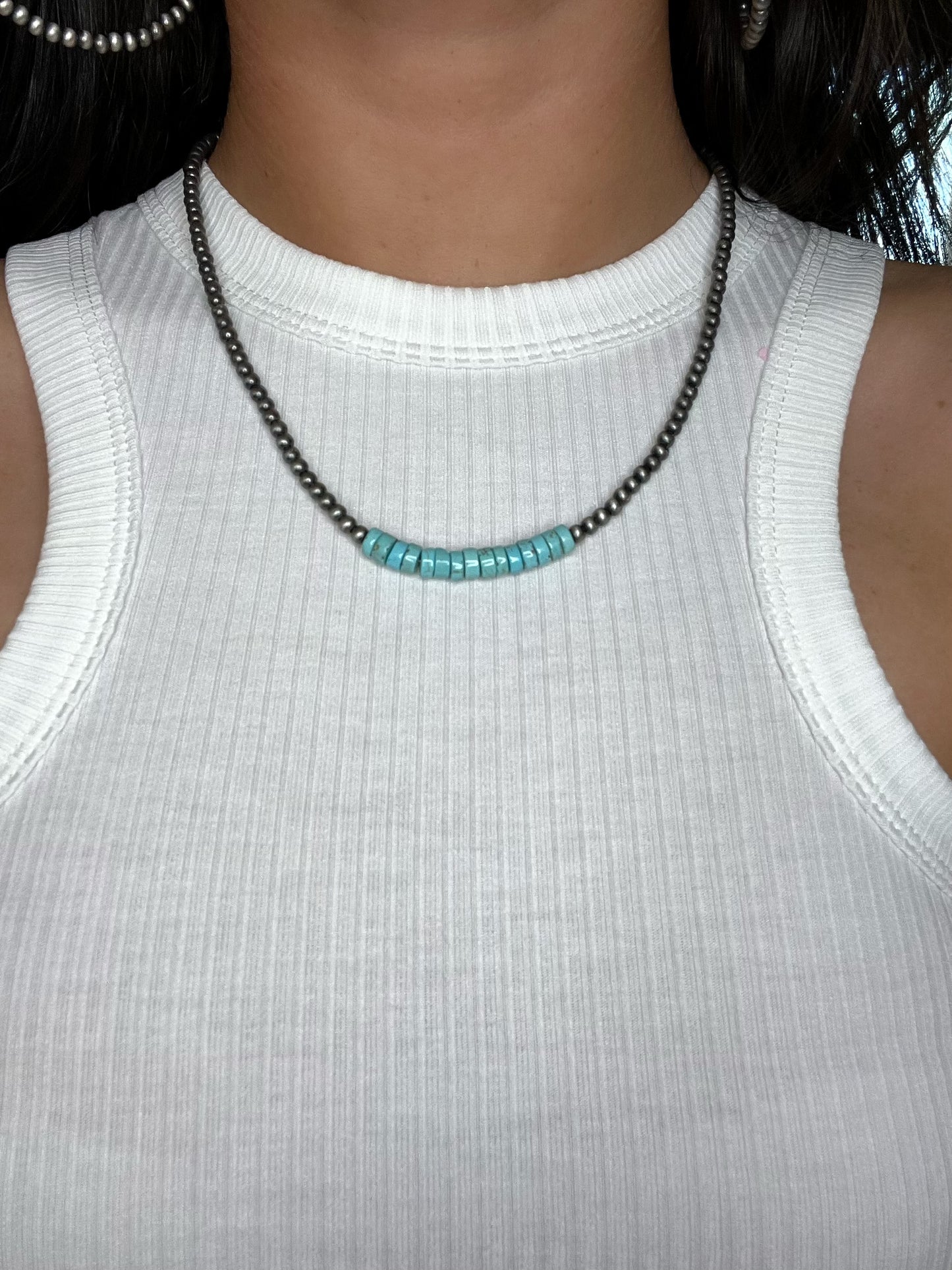 Pop of Turquoise Navajo Pearl Necklace