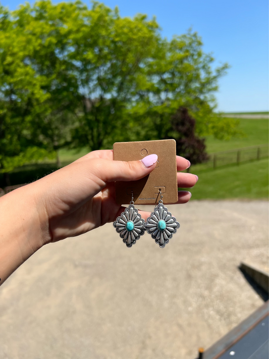 Natural Concho Turquoise Earrings