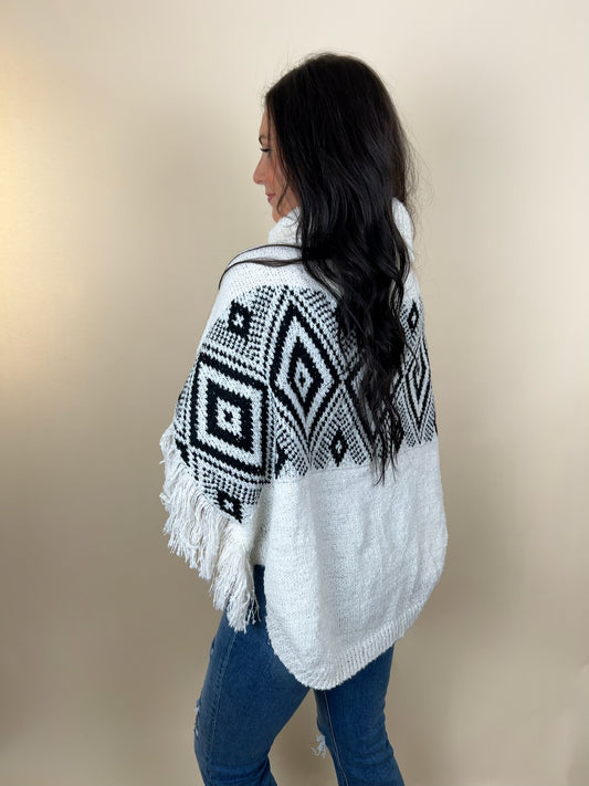 Aztec Fringe Poncho