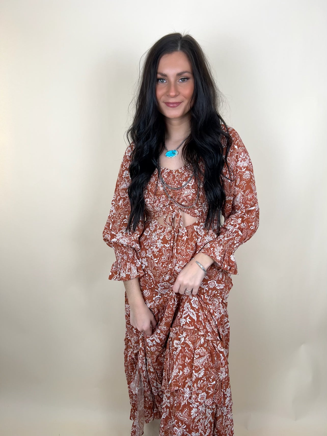 Ruche Ruffle Maxi Dress