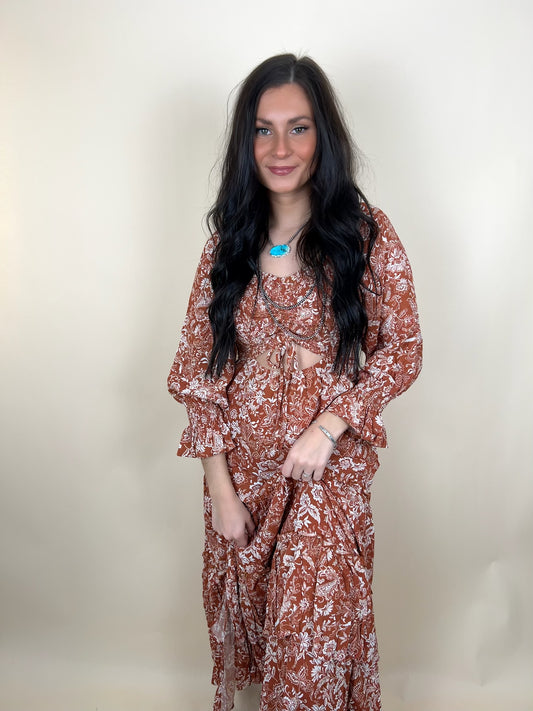 Ruche Ruffle Maxi Dress