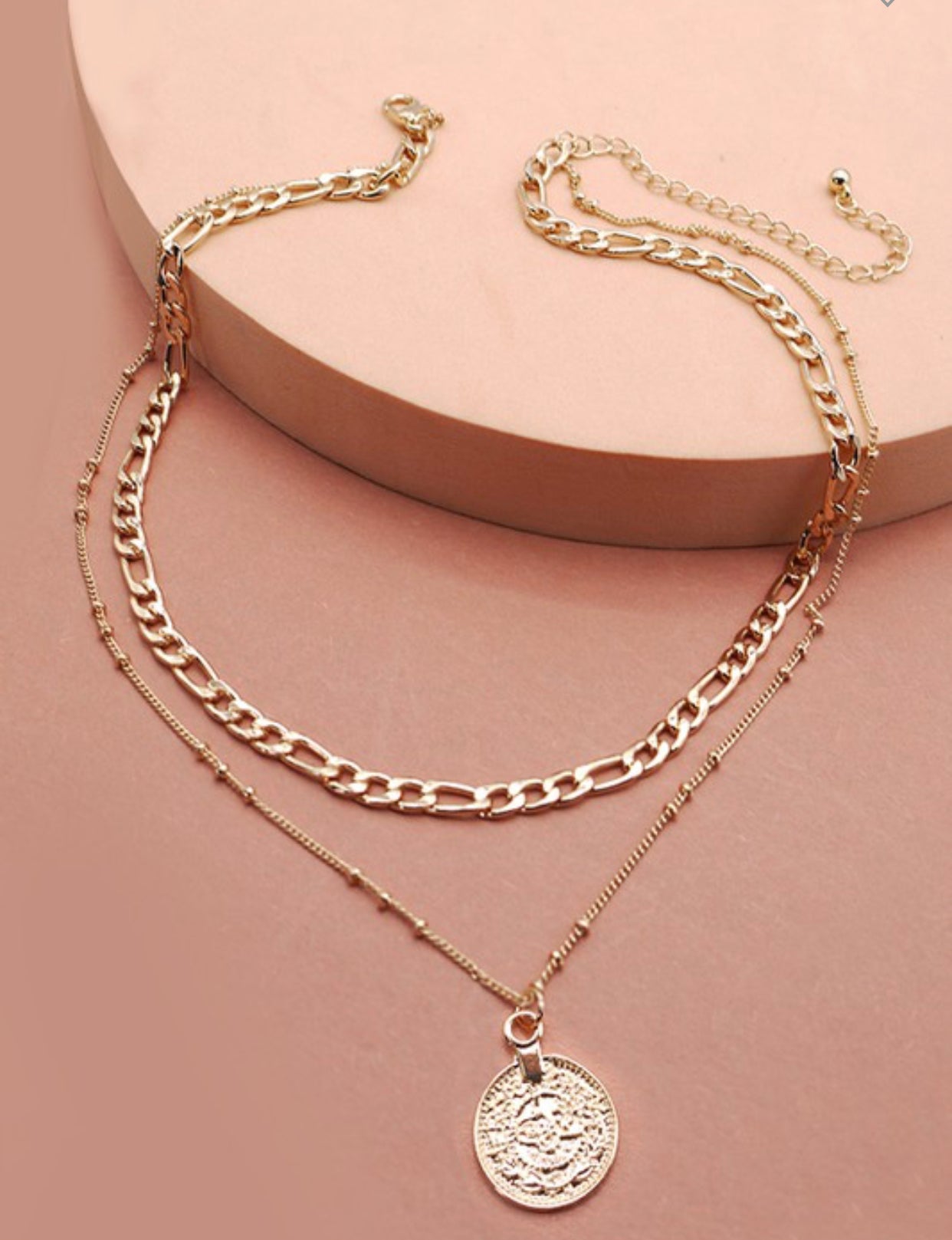 Two layered Coin Pendant Necklace