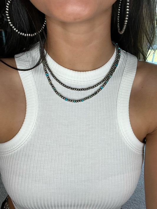 Natural Gemstone & Navajo Pearl Layered Necklace