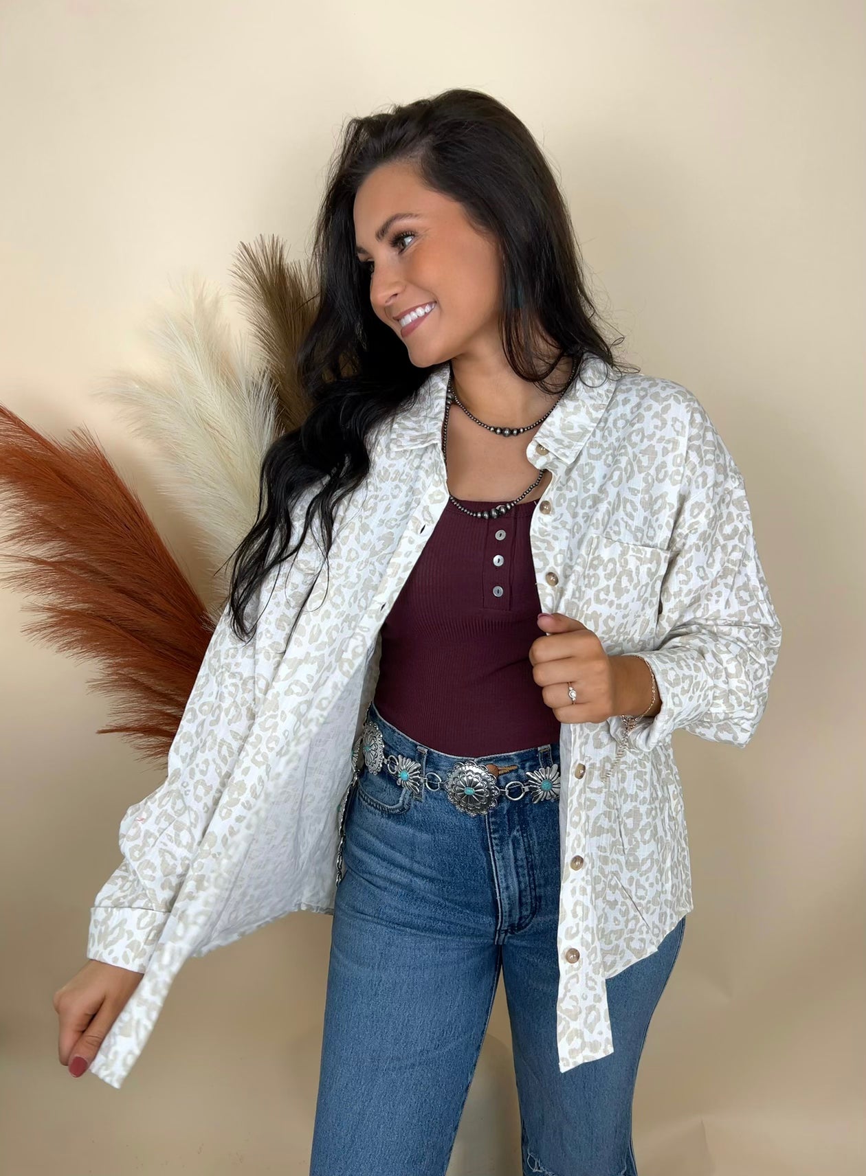 Working Overtime Leopard Button Up Shirt